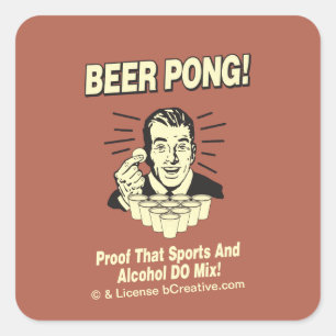 Beer Pong: Proof Alcohol & Sports Mix Square Sticker