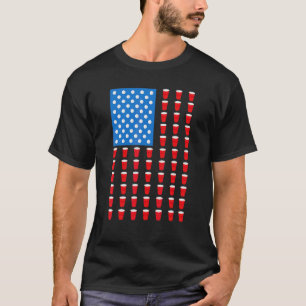 Beer Pong Red Cup American Flag Usa 4th Of July T-Shirt