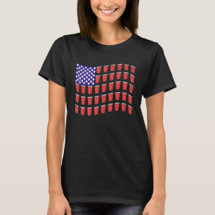 Beer Pong  Red Cup American Flag Usa July 4th T-Shirt