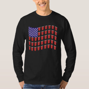 Beer Pong Red Cup American Flag Usa July 4th T-Shirt