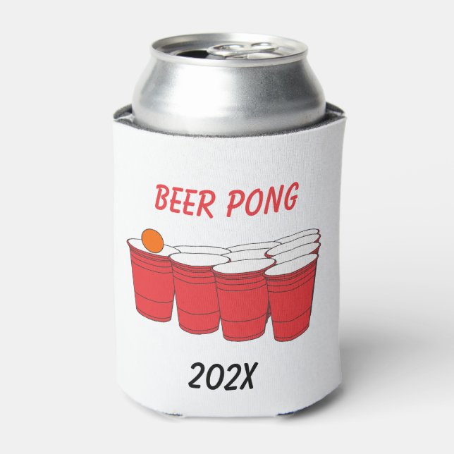 Beer Pong Red Solo Cup Olympics Can Cooler (Can Front)