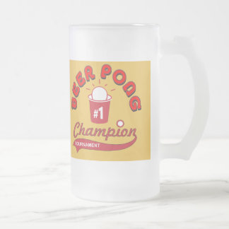 Beer Pong Trophy Frosted Glass Beer Mug
