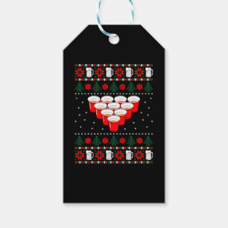 Beer Pong Ugly Christmas Gift Tags