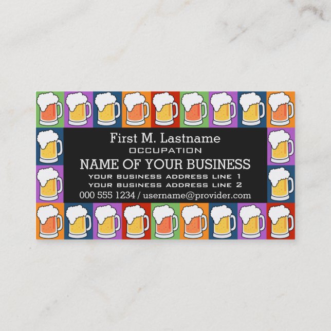 BEER Pop Art custom business cards (Back)
