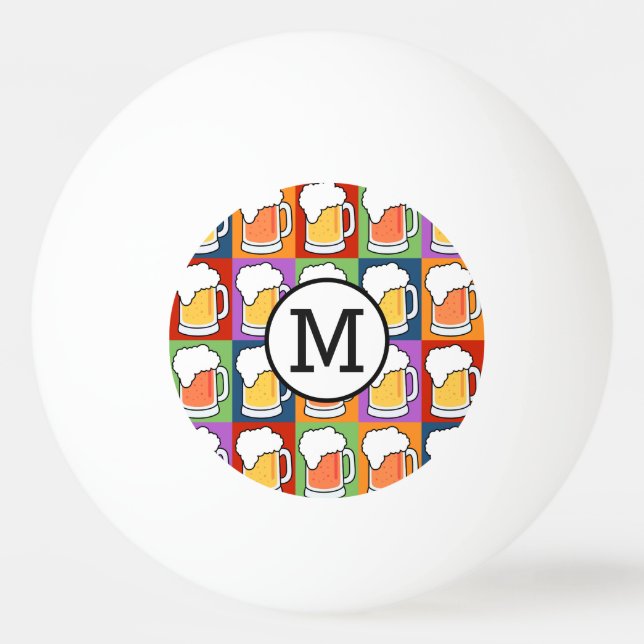 BEER Pop Art custom monogram ping pong balls (Front)