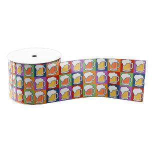 BEER Pop Art gift ribbon Grosgrain Ribbon