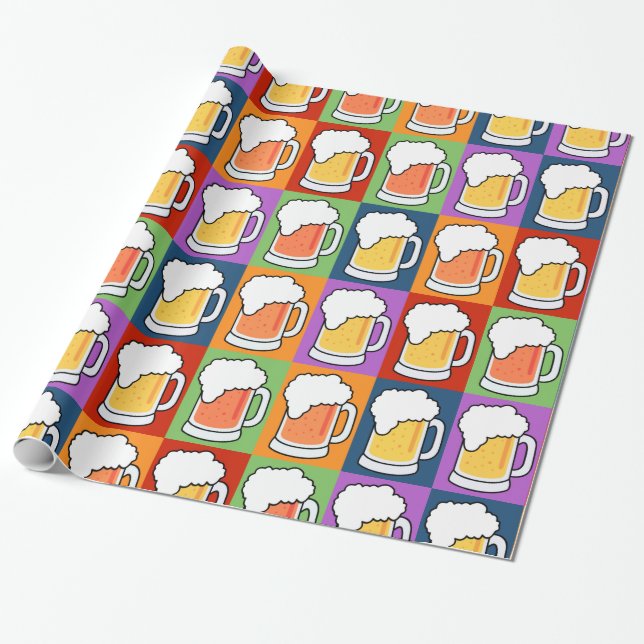 BEER Pop Art wrapping paper (Unrolled)