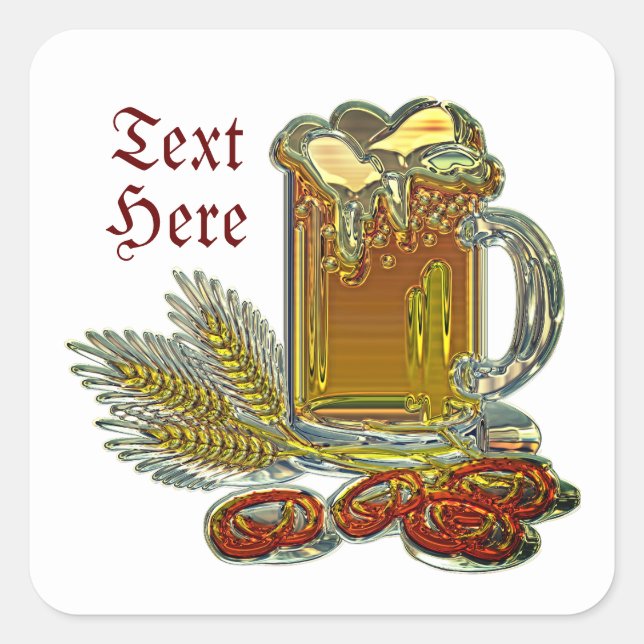 Beer pretzel oktoberfest pub bar fall square sticker (Front)