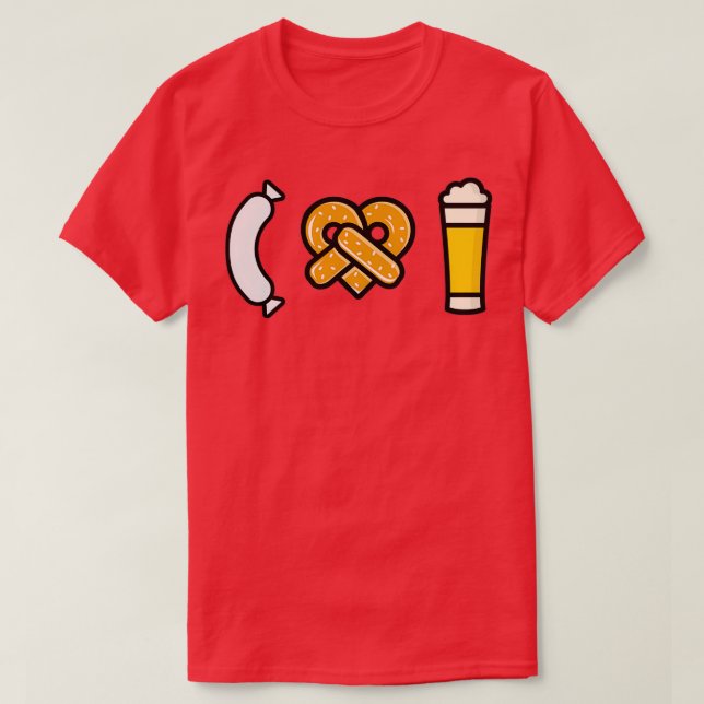 Beer pretzel Weisswurst I love Weizen Bavarian T-Shirt (Design Front)