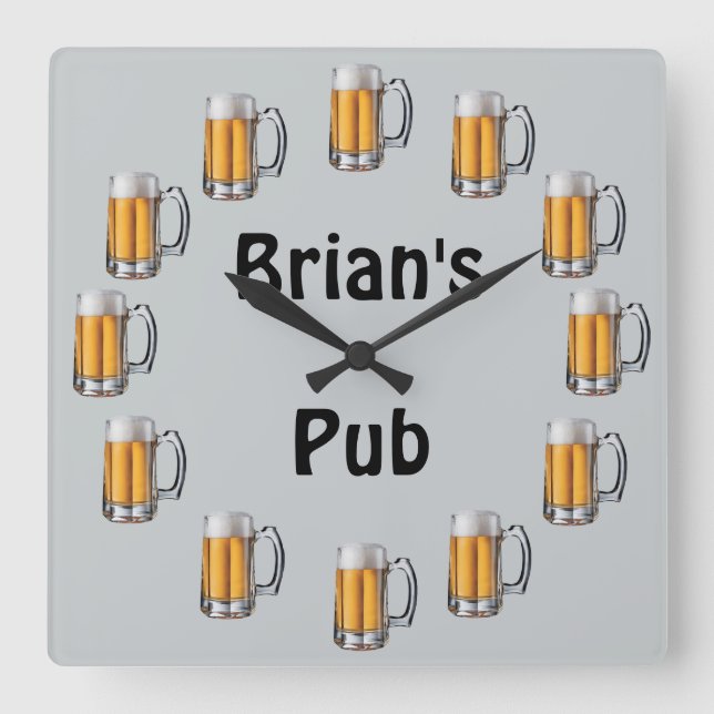 Beer Pub Wall Clock to Personalise (Front)