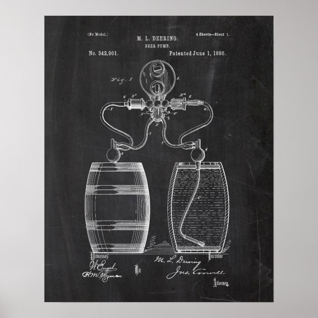 Beer Pump Patent Poster (Front)