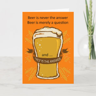 Beer Quote Birthday Card, Birthday Beer, Lads Card