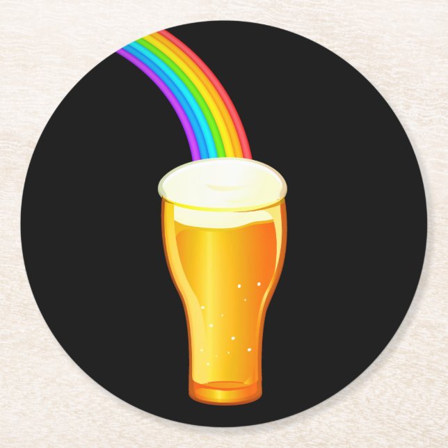 Beer Rainbow Round Paper Coaster (Front)
