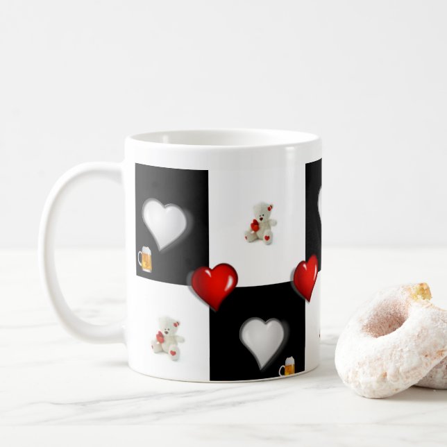 Beer Red Hearts Mug (With Donut)