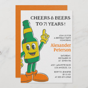 Beer Rustic Funny Men 71st birthday invitation