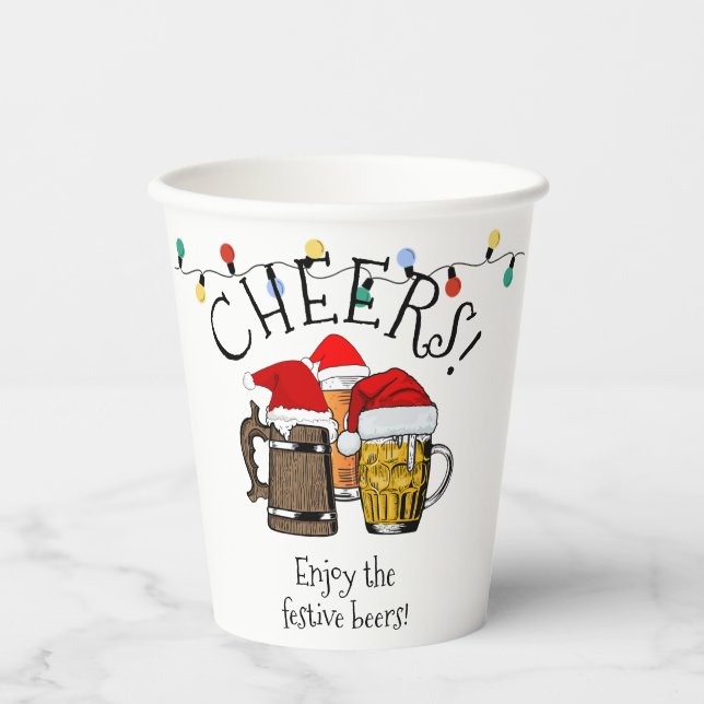 Beer Santa CHEERS Christmas Paper Cups (Front)