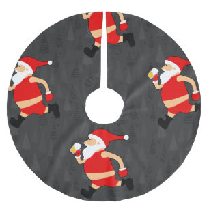 beer santa claus xmas brushed polyester tree skirt