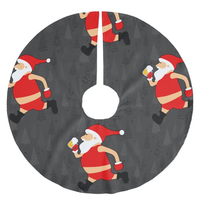 beer santa claus xmas brushed polyester tree skirt (Front)