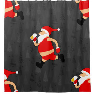 beer santa claus xmas shower curtain