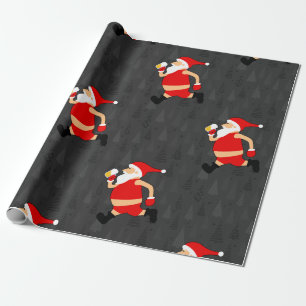 beer santa claus xmas wrapping paper