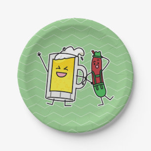 Beer sausage Octoberfest Oktoberfest lederhosen Paper Plate