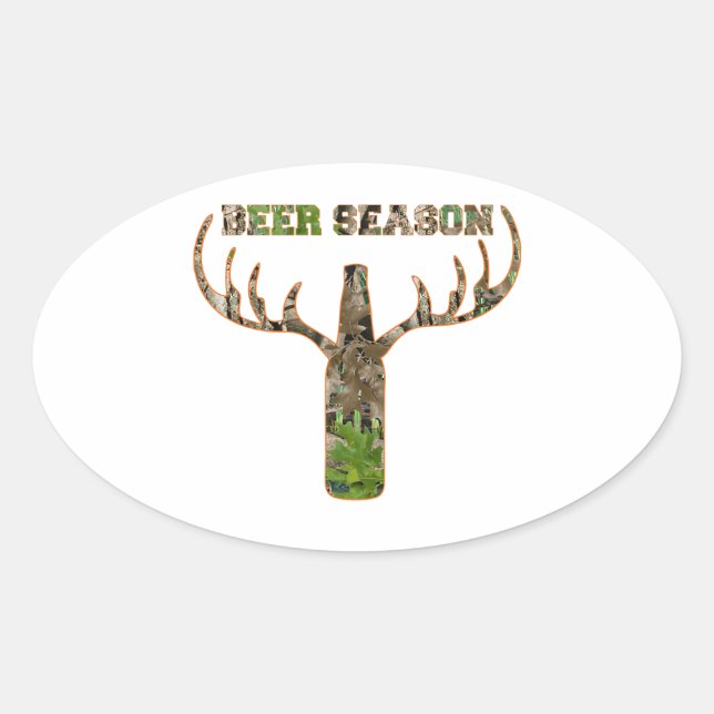 Beer Season Hunting Season Gift For Hunter Oval Sticker (Front)
