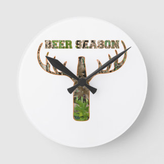 Beer Season Hunting Season Gift For Hunter Round Clock