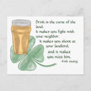 Beer & Shamrock/Irish Saying Postcard