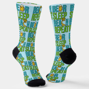 Beer - Sleep - Beach - Repeat  Socks