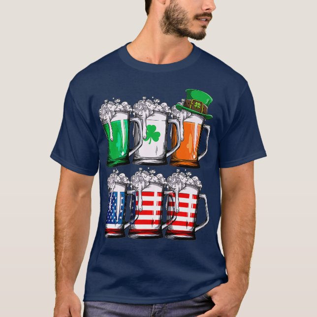 Beer St Patricks Day Men Irish American Flag Mug T-Shirt (Front)