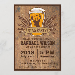 Beer & Stag Graining Bachelor Party Card