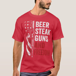 Beer Steak Guns & Freedom BBQ AR15 Gun USA Flag ( T-Shirt