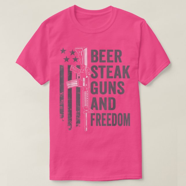 Beer Steak Guns & Freedom  Drinking BBQ AR15 USA F T-Shirt (Design Front)