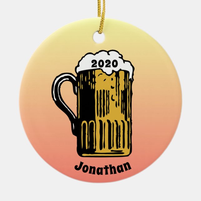 Beer Stein Design Ceramic Ornament (Front)