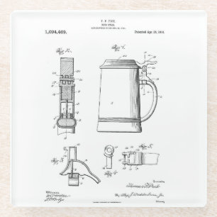 Beer Stein Patent Glass Coaster