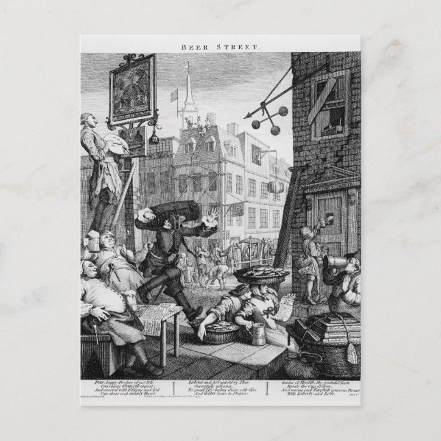 Beer Street, 1751 Postcard (Front)