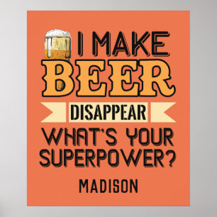 Beer Superpower custom name & colour Poster