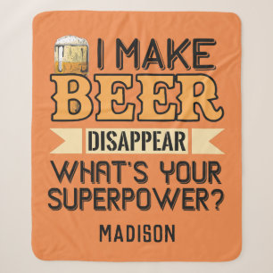 Beer Superpower custom name & colour Sherpa Blanket