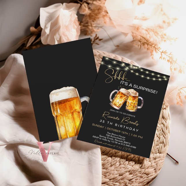 Beer Surprise Birthday 30 40 50 60th Invitation (Creator Uploaded)