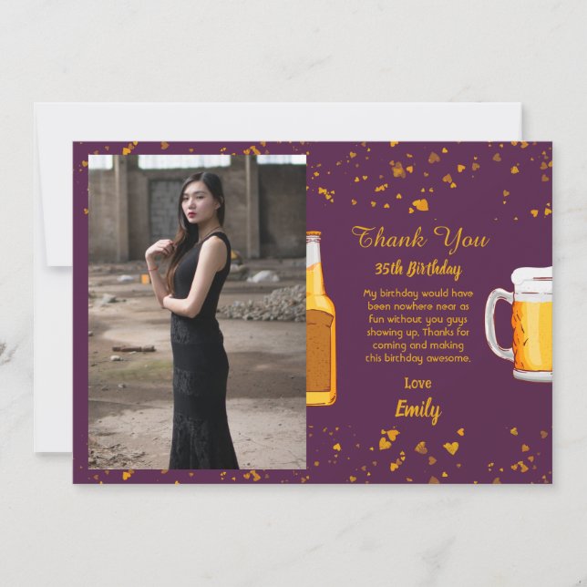 Beer surprise birthday thank you card (Front)