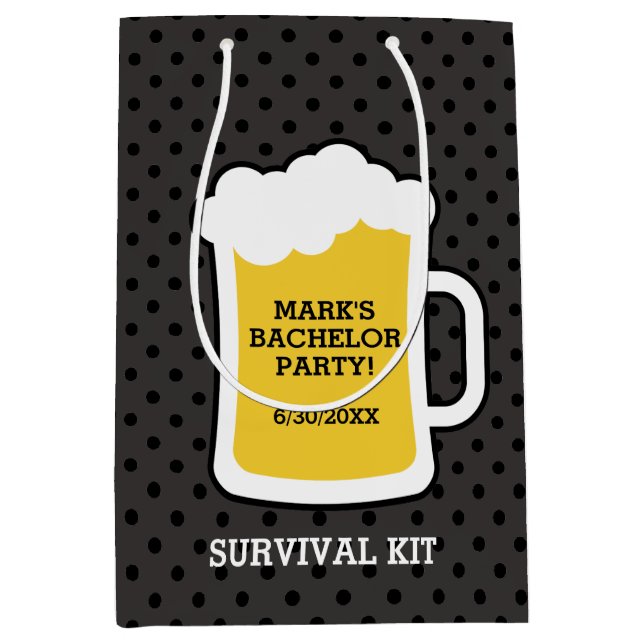 Beer Tasting Bachelor Party Survival Kit Medium Gift Bag (Front)