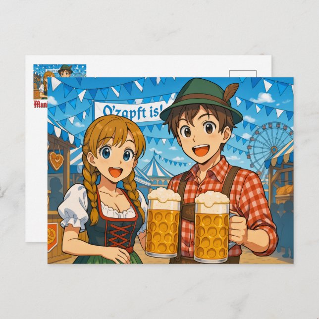 Beer tasting during Octoberfest in Munich, Germany Postcard (Front/Back)