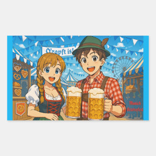 Beer tasting during Oktoberfest in Munich, Germany Rectangular Sticker