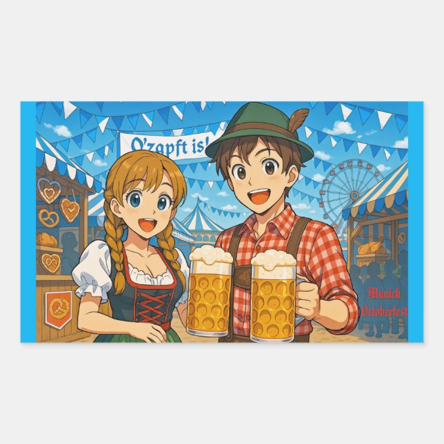 Beer tasting during Oktoberfest in Munich, Germany Rectangular Sticker (Front)