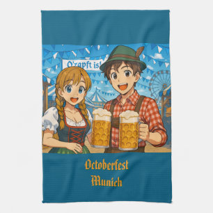 Beer tasting during Oktoberfest in Munich, Germany Tea Towel