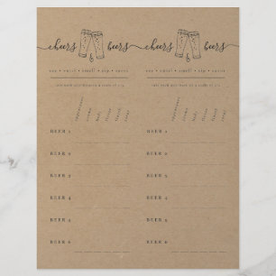 Beer Tasting Rating Scorecard on Faux Kraft Custom Letterhead