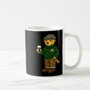 Beer teddy bear feeling lucky drinking st coffee mug