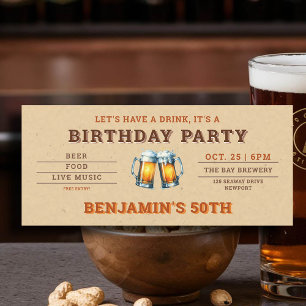 Beer Themed Brewery Ticket Men's 50th Birthday