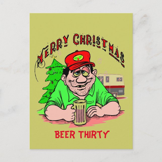 Beer Thirty Christmas Holiday Postcard (Front)