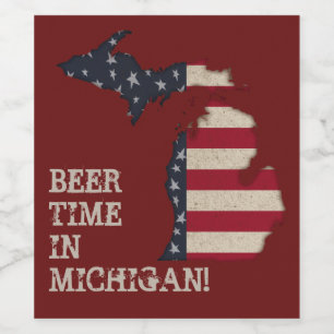 Beer Time in Michigan   Customise This Wine Label
